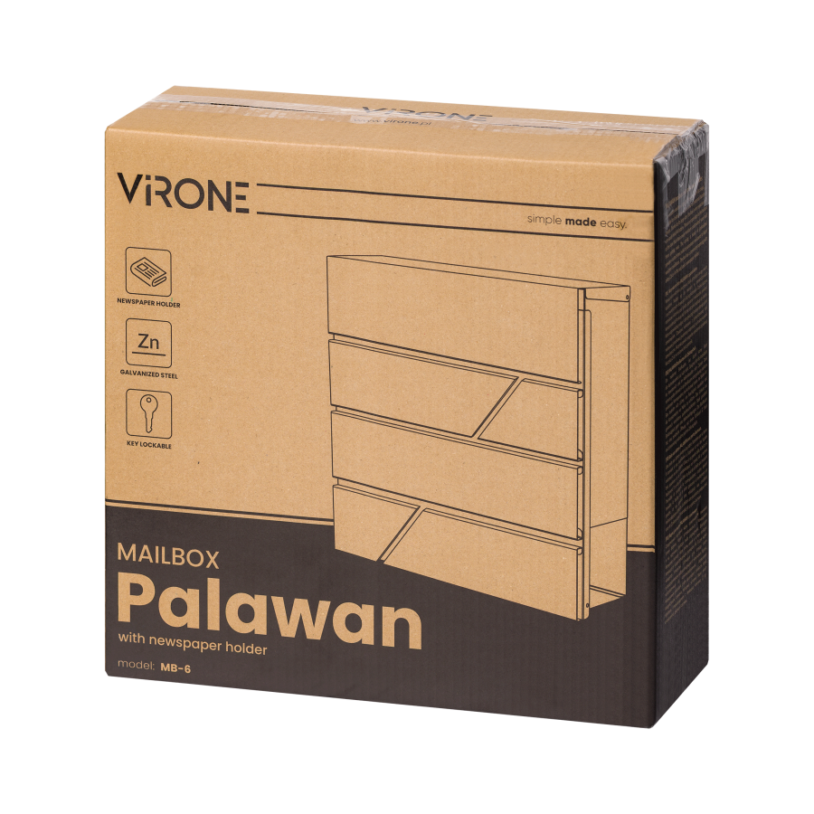 PALAWAN mailbox with newspaper holder, anthracite